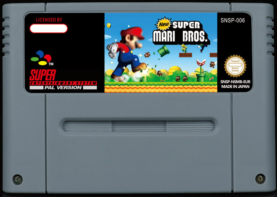 New Super Mario Bros. SNES – DS Classic Downported to SNES, Ice Flower & Boomerang Suit, PAL | Custom SNES Cartridge