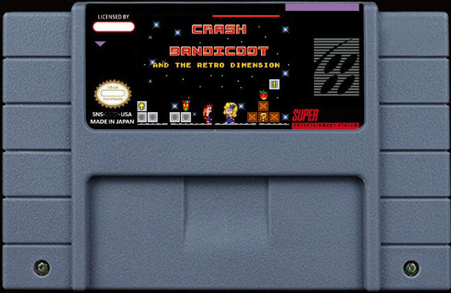 Crash Bandicoot and the Retro Dimension – 86-Level SMW Crash Crossover, Spin Attack & Aku-Aku Power-Ups | Custom SNES Cartridge NTSC