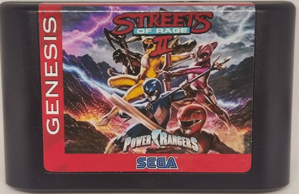 Streets of Rage 2 & Power Rangers Crossover – 6 Playable Rangers, Enhanced Combat | Custom Sega Genesis / Mega Drive Cartridge