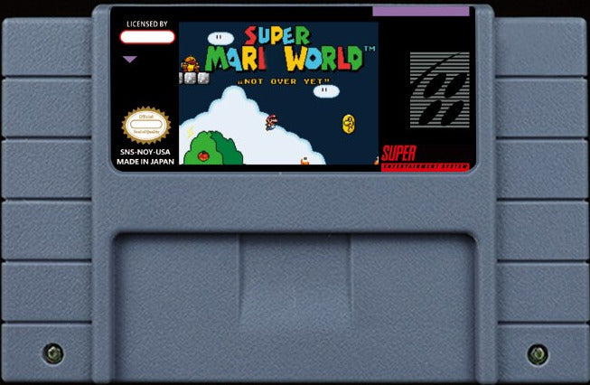 Super Mario World: Not Over Yet – Play as Mario or Luigi, Vanilla SMW Homage, Brazilian Contest Hack, NTSC | Custom SNES Cartridge