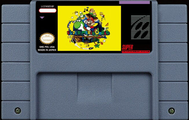 Super Mario World: Return to Dinosaur Land – The SMW Sequel Nintendo Never Made, 47 Levels, NTSC | Custom SNES Cartridge