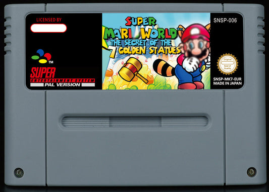 Super Mario World: Secret of the 7 Golden Statues – New Story, Ground Pound, Item System & Custom Bosses, PAL | Custom SNES Cartridge