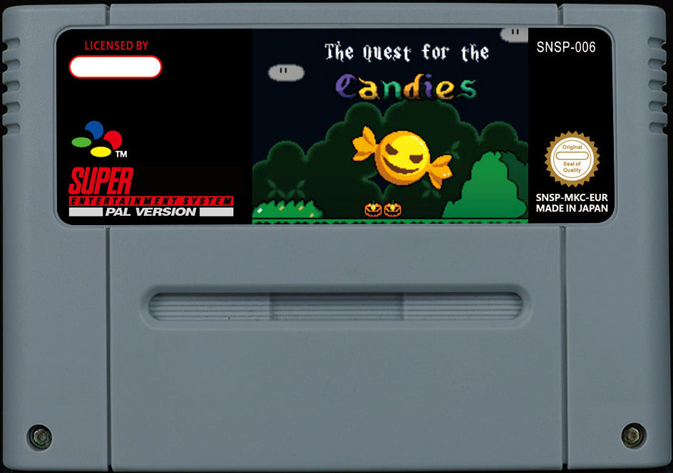 Super Mario World: The Quest for the Candies – Halloween SMW Hack, Dry Bowser Steals the Candy, PAL | Custom SNES Cartridge