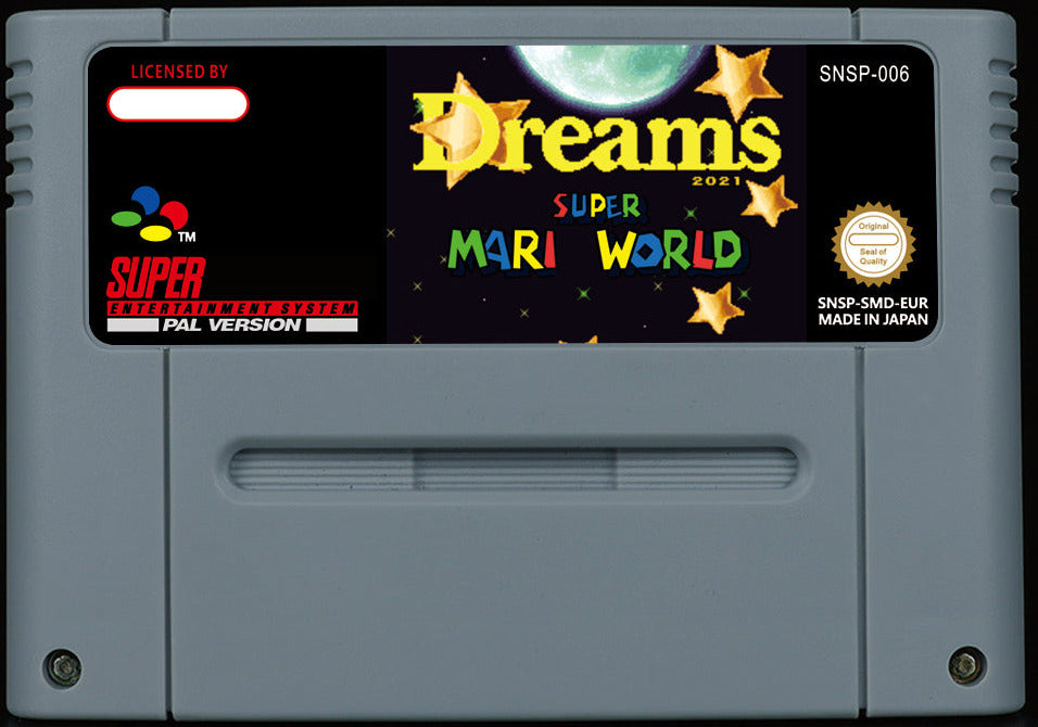 Super Mario World: Dreams – Kaizo SMW Hack, Custom Graphics & Retry System by Panicdream1, PAL | Custom SNES Cartridge