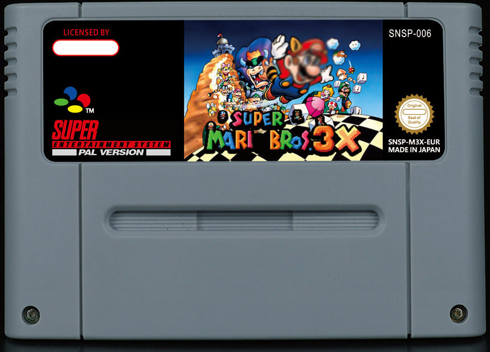 Super Mario Bros. 3X – Ultimate SMW Tribute Hack, SMB1/2/3/SMW/YI/SML All in One, PAL | Custom SNES Cartridge