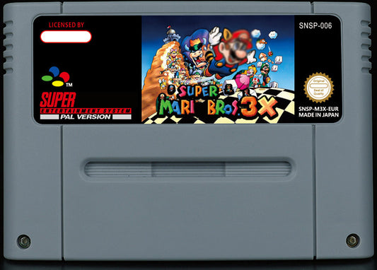 Super Mario Bros. 3X – Ultimate SMW Tribute Hack, SMB1/2/3/SMW/YI/SML All in One, PAL | Custom SNES Cartridge