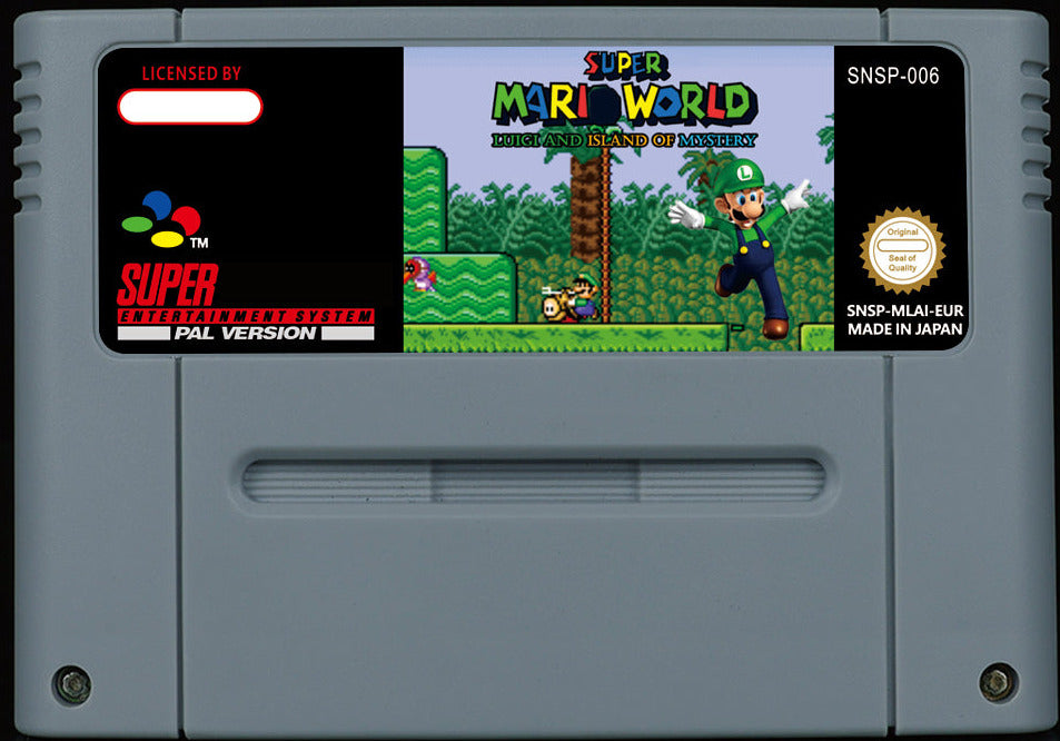 Luigi and the Island of Mystery – Full SMW Hack, SMB2 Influence, Zelda/Metroid/Kirby Graphics, PAL | Custom SNES Cartridge