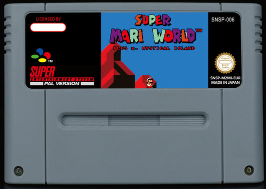 Super Mario World Plus 2: Mystical Island – 2002 SMW Hack, Mozart Villain, Blue Yoshi Companion, PAL | Custom SNES Cartridge
