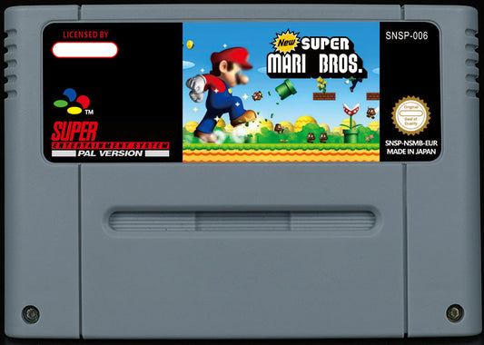 New Super Mario Bros. SNES – DS Classic Downported to SNES, Ice Flower & Boomerang Suit, PAL | Custom SNES Cartridge