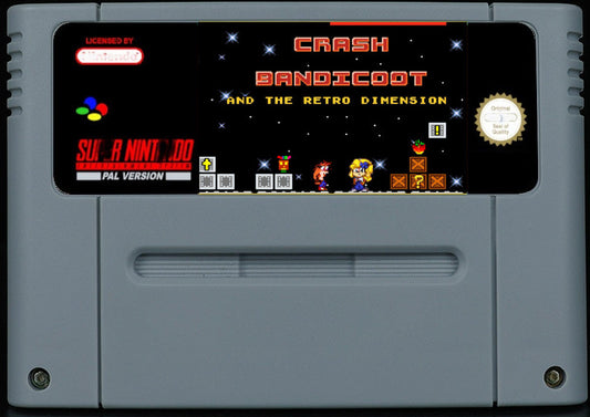 Crash Bandicoot and the Retro Dimension – 86-Level SMW Crash Crossover, Spin Attack & Aku-Aku Power-Ups | Custom SNES Cartridge PAL