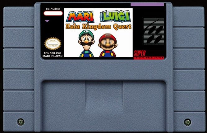 Mario & Luigi: Kola Kingdom Quest – 74-Level SMW Hack, HDMA Gradients, Layer 3 by Gamma V, NTSC | Custom SNES Cartridge