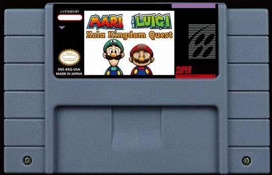 Mario & Luigi: Kola Kingdom Quest – 74-Level SMW Hack, HDMA Gradients, Layer 3 by Gamma V, NTSC | Custom SNES Cartridge