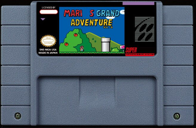 Mario's Grand Adventure – SMW Hack, Bowser Jr. Invades the Fungus Islands, Mario & Luigi, NTSC | Custom SNES Cartridge