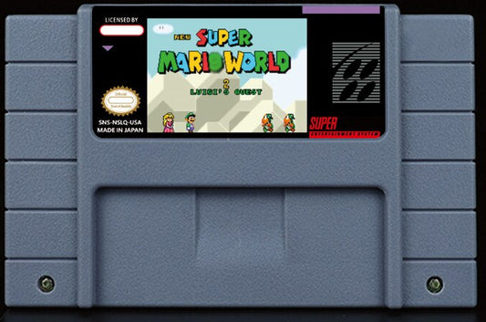 New Super Mario World 2: Luigi's Quest – Play as Luigi & Peach, 100 Exits, K. Rool Crossover, NTSC | Custom SNES Cartridge
