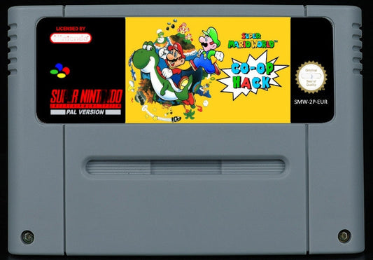 Super Mario World CO-OP – 2 Player Simultaneous Hack, PAL, Mario & Luigi Together | Custom SNES Cartridge