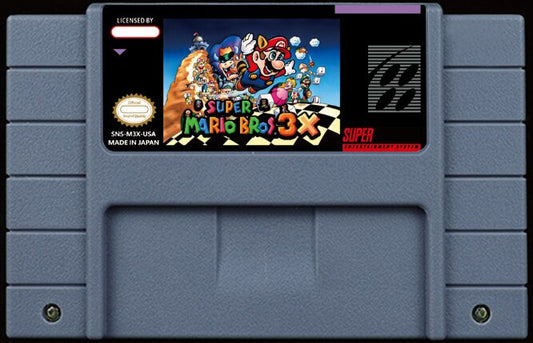 Super Mario Bros. 3X – Ultimate SMW Tribute Hack, SMB1/2/3/SMW/YI/SML All in One, NTSC | Custom SNES Cartridge