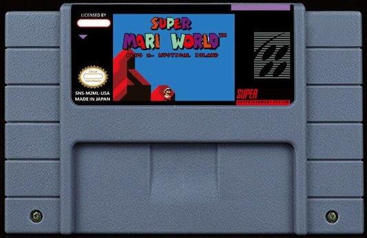 Super Mario World Plus 2: Mystical Island – 2002 SMW Hack, Mozart Villain, Blue Yoshi Companion, NTSC | Custom SNES Cartridge