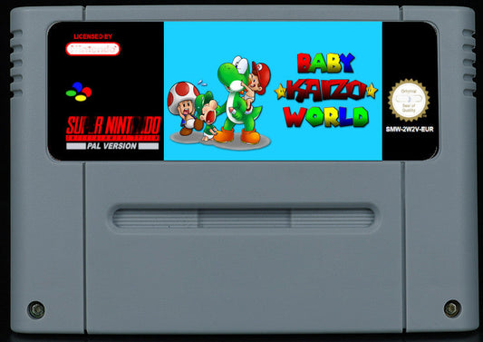 Super Mario World: Baby Kaizo World PAL, Kaizo Hack, 31 Levels, Learn Every Trick | Custom SNES Cartridge
