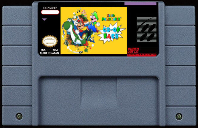 Super Mario World CO-OP – 2 Player Simultaneous Hack, NTSC, Mario & Luigi Together | Custom SNES Cartridge